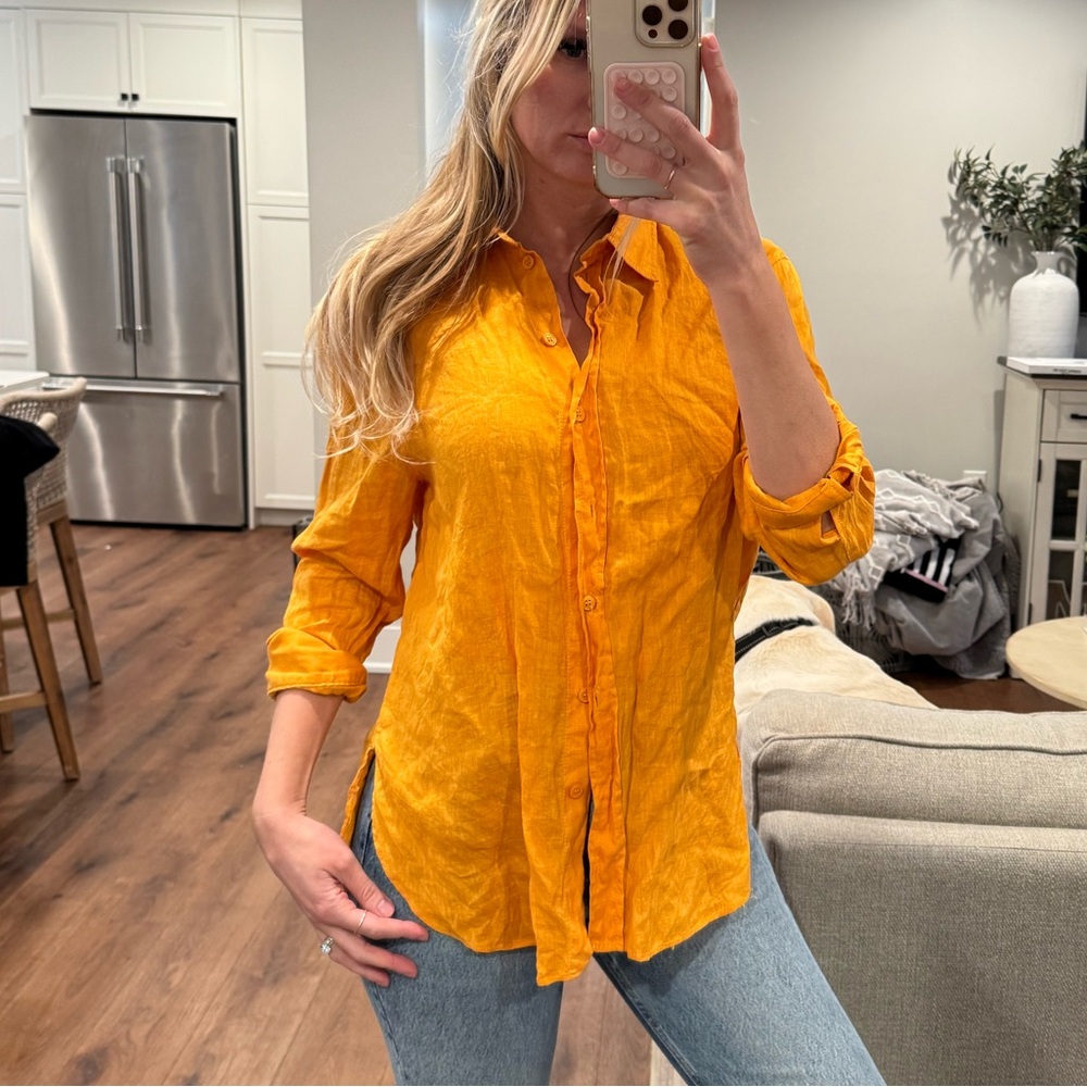 Zara Orange Button Up size small